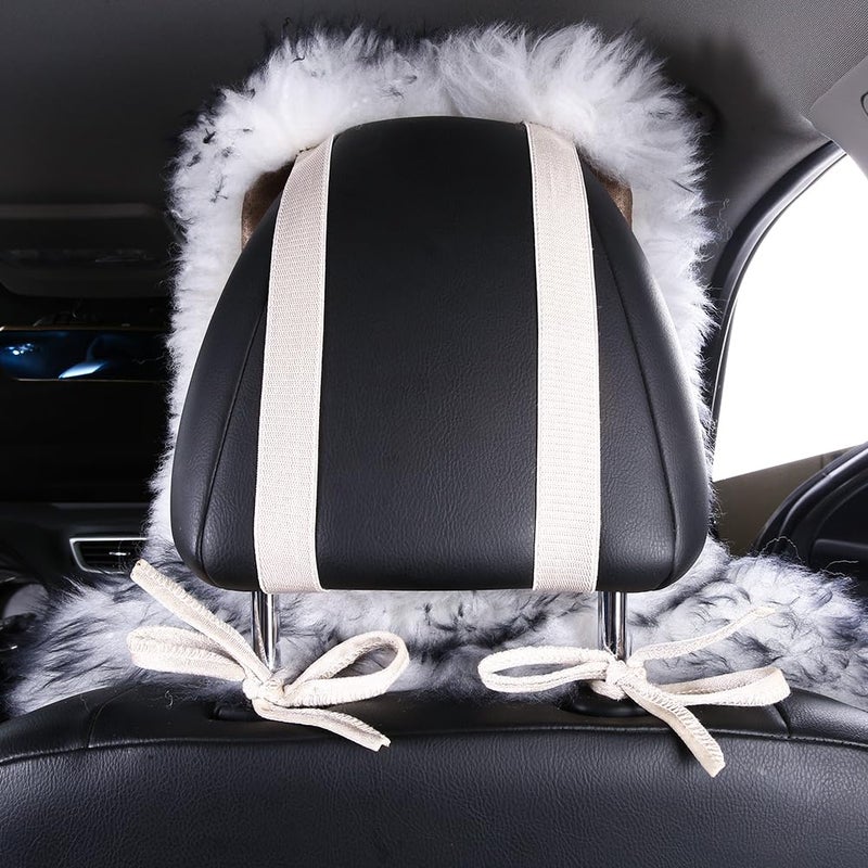 OGLAND Sheepskin Fur Car Seat Covers, Universal Size Australian Long Wool Car Seat Cushion for Adult Man Women, 1 Piece Seat (Black) - Image 5